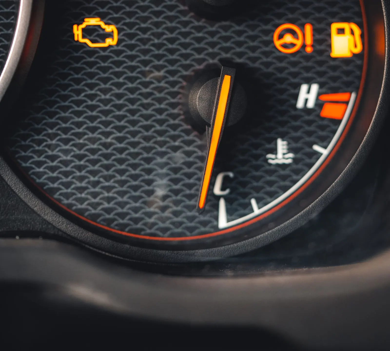 Car dashboard with warning lights on